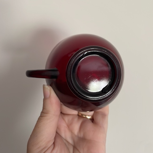 Antique 4 piece set Glass tea cups rich red cranberry Royal red color - Picture 4 of 4